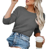 Fongt Women'swear Wish New Solid Color Fashion Long Sleeve Cashmeat Shirt