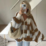 Fongt 2024 Explosion Easing Loose Lazy Striped Sweater