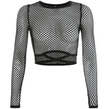 Fongt Wind Grid Stitched Cross-Tieed Air-Screen Sunscreen Shirt Sexy Perspective Shorts Umbilly T-Shirt Top
