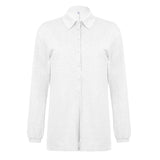 Fongt Personality Buckle POLO Collar Loose Lazy Simple Long Sleeves Jump Thin Shorts