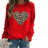 Round Neck Leopard Print Heart Printing Hooded Veet
