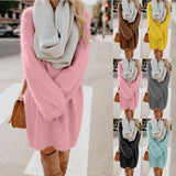Autumn / Winter Ebaywish Fashionable Women's Dress With Long Sleeves, Round Neck And Loose Plush Dress-Outfit
