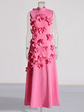 French Temperament Design Stitched Three-Dimensional Flower Dress 2025 Summer New High-Neck Sleeveless
