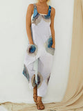 Slouchy Retro Abstract Print Overalls