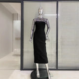Blingbling Net Diamond Splicing Bag-Buffed Black Dress Famous Luxury Banquet Party Bandage
