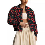 Fongt Autumn And Winter Dais Dais Dais Printing And Dye Pocket Zipper Short Flight Jacket Cotton Clothes Women WQK0501