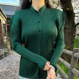 Fongt Folded Autumn New Solid Color Chinese Buckle Coat Shirt Daily Fashion Good Dress Women