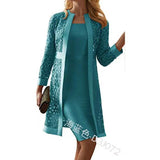 Fongt New Women's Color Lace Dress Two Coat