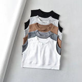 Trend Women's Vest Leisure Sports Style Solid Color Short Style Comfortable Soft Small Tall Yoga Blouse-Outfit
