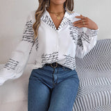 Shooting 2025 Spring And Summer Casual Letter Suit Collar Long-Sleeved Shirt Women's