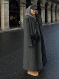 Grey Stripes Trench Long Coat-Outfit