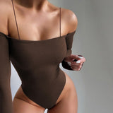 Fongt New Women's Dress Base Solid Color Sexy One-Word Shoulder Long Sleeve Backless