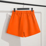 Fongt Shorts Women's Black Summer Thin 2025 New Loose High-Waist A Word Casual Broad-Legged Orange Trousers