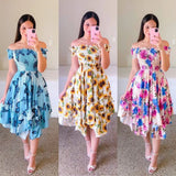 Fongt Ebay Dress Word Shoulder Irregular Shoulder Digital Print Long