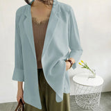 Fongt And Long Loose Chiffon Small Suit Female Chic Summer White Suit Large Size Sunscreen Clothing Thin Coat Air Conditioning Shirt-Outfit