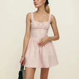 Plaid Strappy Mini Dress-Outfit