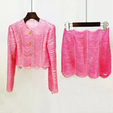 Fongt 2025 Star Fashion New Suit Short Jacket Half-Swear Set Pink Black
