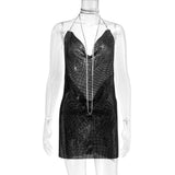 Fongt Station Fashion Nightclub Low Back Strapless Deep V Metal