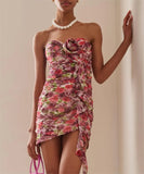 High-End Women's Clothing Sexy Off-Shoulder Tective Floral Dress Temperament Floral Dress Dress Dress Dress
