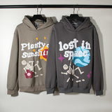 Skull Print Hooded Hoodie Ins Trendy Men's High Street Hoodie In Spring And Autumn-Outfit