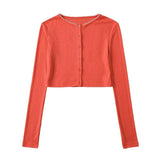 Trend Spice Girls Single-Breasted Solid Color Cardigan Small Coat Off The Shelves New Solid Color Short Style Blouse-Outfit