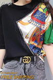 All-match Round Neck Patchwork Design Casual Korean Fashion Pullovers for Women 2023 New Women's Clothing Tops