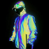 2024 Fashion Fish Scale Dazzling Reflective Jacket Men's Casual Colorful Luminous Jacket-Outfit