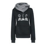 Women Autumn Winter Fashion Cat Prined Long Sleeve Oversized Pullovers Sweatshirt Vintage Warm Hooded Tops Ropa