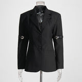 Fongt Small Suit 2024 Autumn New Suit Collar Long Sleeve Folding Sleeve Belt Buckle Design Sense Coat Female-Outfit