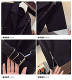 Women Black Blazer Dress And Shorts Set Summer Punk Style Short Sleeve Double Breasted Zipper Mini Dresses
