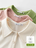 Polo Collar Women's T-shirt Loose Short-sleeved Knitted Sweater Office Lady Commute Solid Color Female Tops Summer