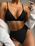Fongt 2023 Outer Single Bikini Burst Solid Color Bikini Women's Split Swimsuit Triangle Bikini B170-Outfit