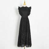 Fongt Sexy Hottie Style 2025 Spring New Design Sleeveless Perspective Lace Temperament Dress