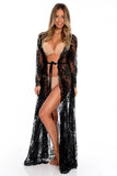 Fongt Women's Wave Lace Lace Loose Sunscreen Beach Cardigan Dress Vacation Swimsuit