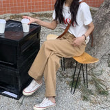 Fongt Hanging Jeans Women's Autumn Pants High Waist Slim Straight Pants Loose With Wide Leg Pants Pants-Outfit
