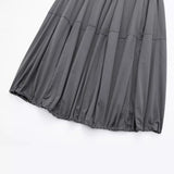 New Nylon Solid Color Pleated Casual Half Skirt 4391421-Outfit