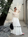 Fongt Xixi 2025 Autumn New Black Standard Temperament 100 Folded High Waist Half-Dressed Dress Dress Dress 85246