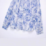 Spring Style Laminated Decorative Flower Printed Loose Blouse 2298069-Outfit