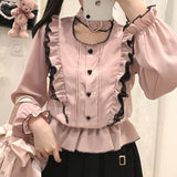 Women Shirts Lolita Y2K Cute Japanese Style Blouse Elegant Long Sleeve Sweet Tops Casual Office Ladies Aesthetic Shirt-Outfit