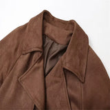 Fongt And Winter Women's Retro Loose Long-Sleeved Belt Double Buckle Wind Coat