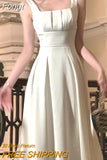 Slim Clothes Summer New 2023 Korean Elegant Sleeveless Vestidos Mujer White Evening Wedding Party Midi Dress For