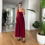 Fongt Summer New Women's Collar Sexy Sleeveless Wrinkled Temperament Dress Dress Dress Woman