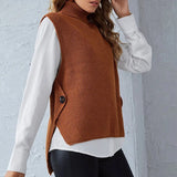 Fongt Women's Vest Pure Color Knit Turleneck Pullover Sleeveless Sweater