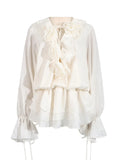 Fongt Sweet Dress Women's Spring 2025 New Flowers Spliced High-End Feeling With Lantern Sleeves Short