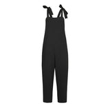Solid Pockets Overalls Cotton Soft Sleeveless Casual Jumpsuits ZANZEA Women Bib Cargo Pants Lace Up