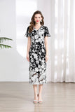 Fongt Banquet Famous Wind V-Neck Short-Sleeved Body-Brace Three-Dimensional Flower Lace Dress 2025 New