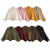 Fongt Women's Clothing Explosion Nine-Colored Velvet Texture Collar Loose Bomber Jacket Jacket