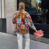 Fongt Women's Clothing 2025 Autumn New French Retro Print Quilt Cotton Jacket