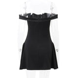Off-Shoulder A-Line Mini Dress-Outfit
