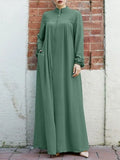 Fongt New Muslim Women's Clothing Middle Eastern Arab Style Zippered Open-Shirt Into The Bag Temperament Loose Dress